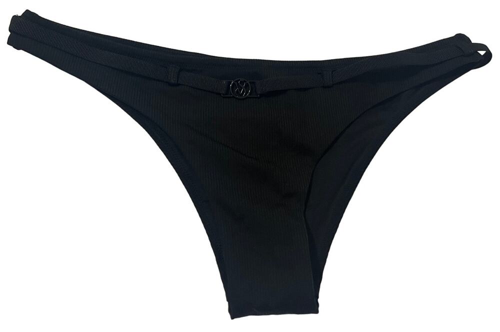 6-73 VICTORIA'S SECRET Women's Cheeky Hipster Bikini Bottoms Ribbed Black Large
